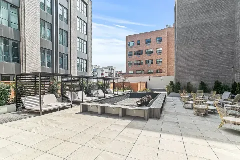 a view of balcony with seating space