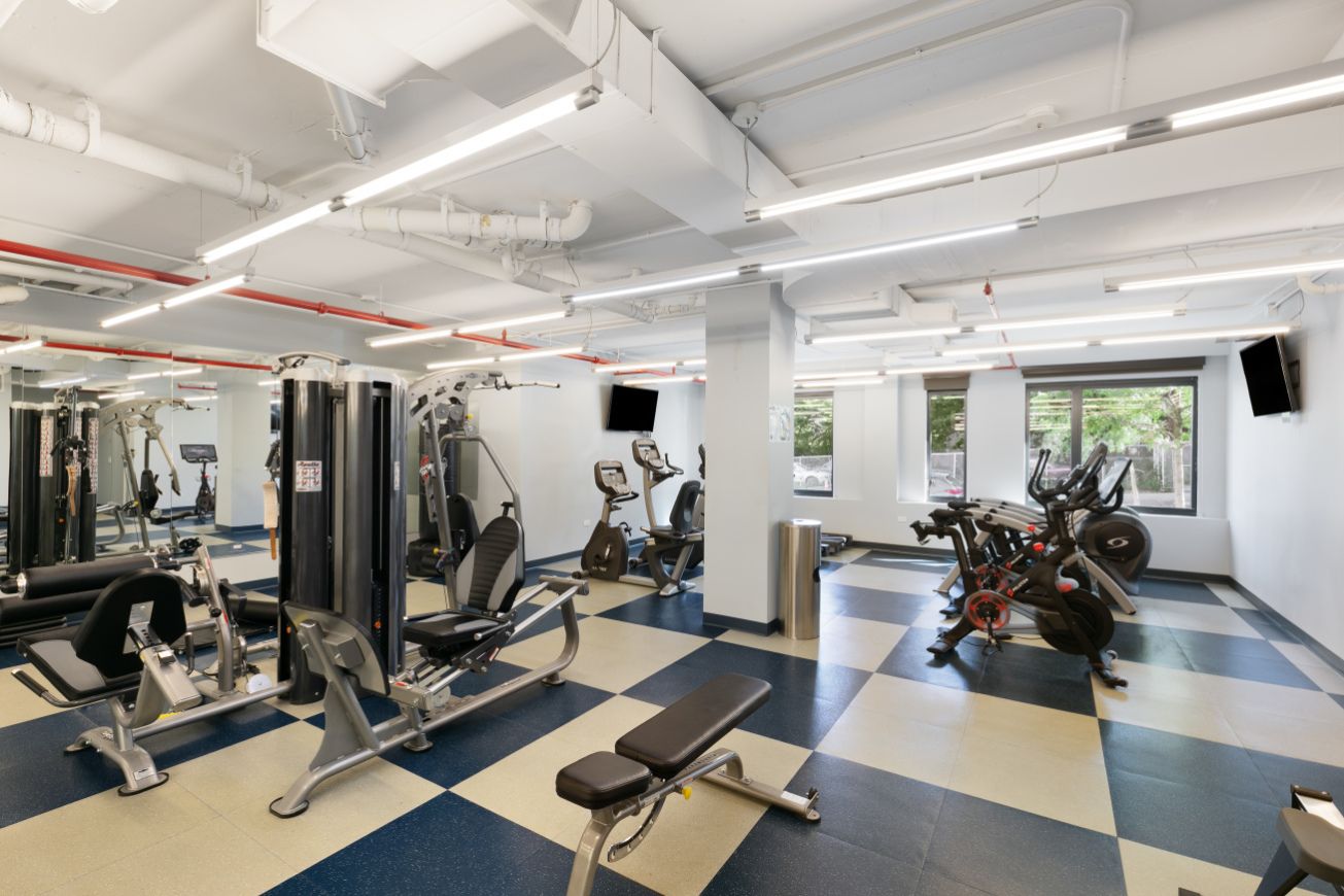 a view of a room with gym equipment