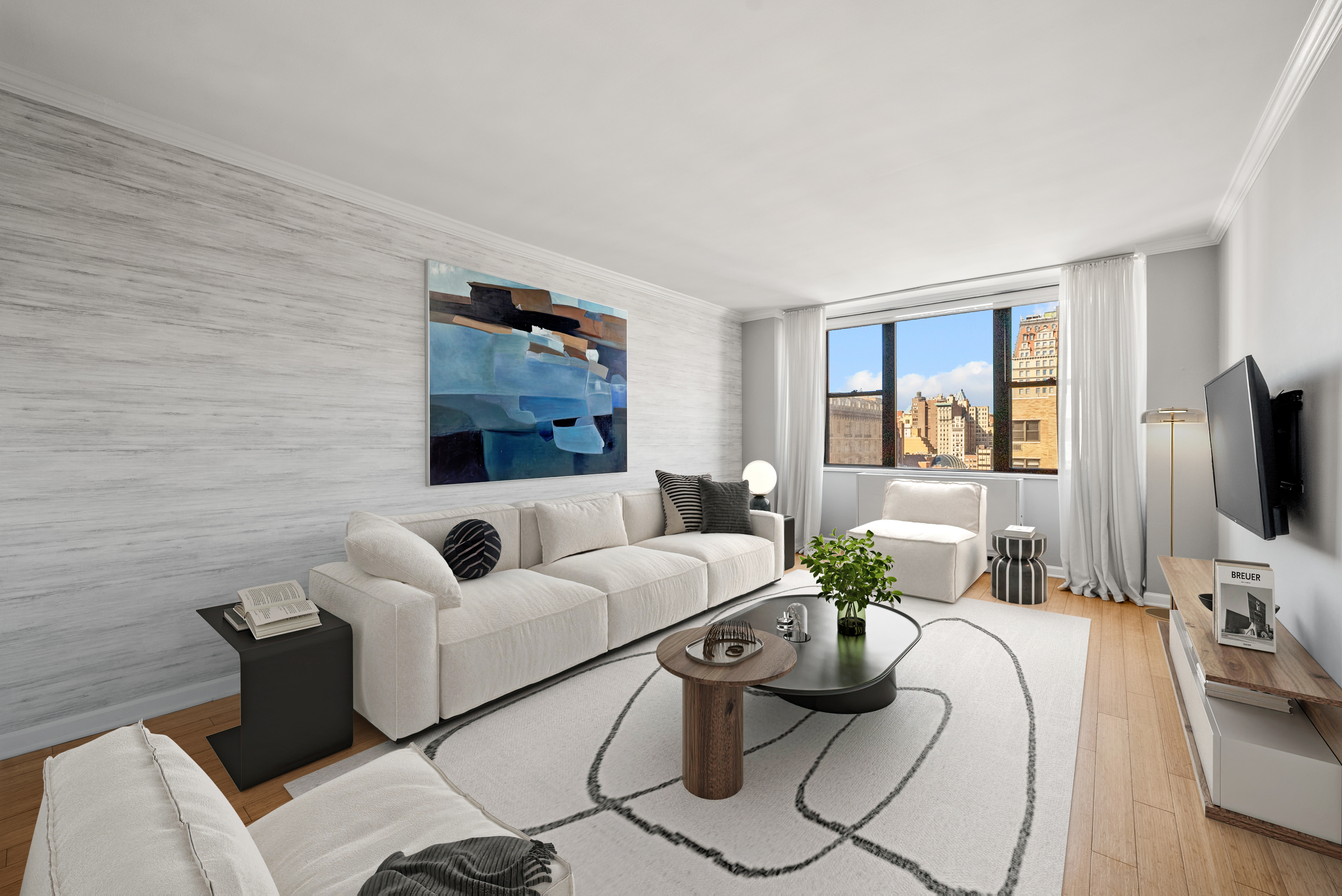 a living room with furniture and a flat screen tv