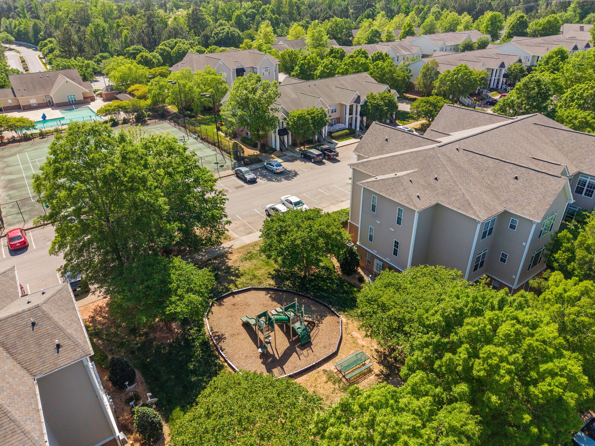 Huntscroft Lane Raleigh, NC 27617 - Photo 14 of 49 an aerial view of a house with a yard