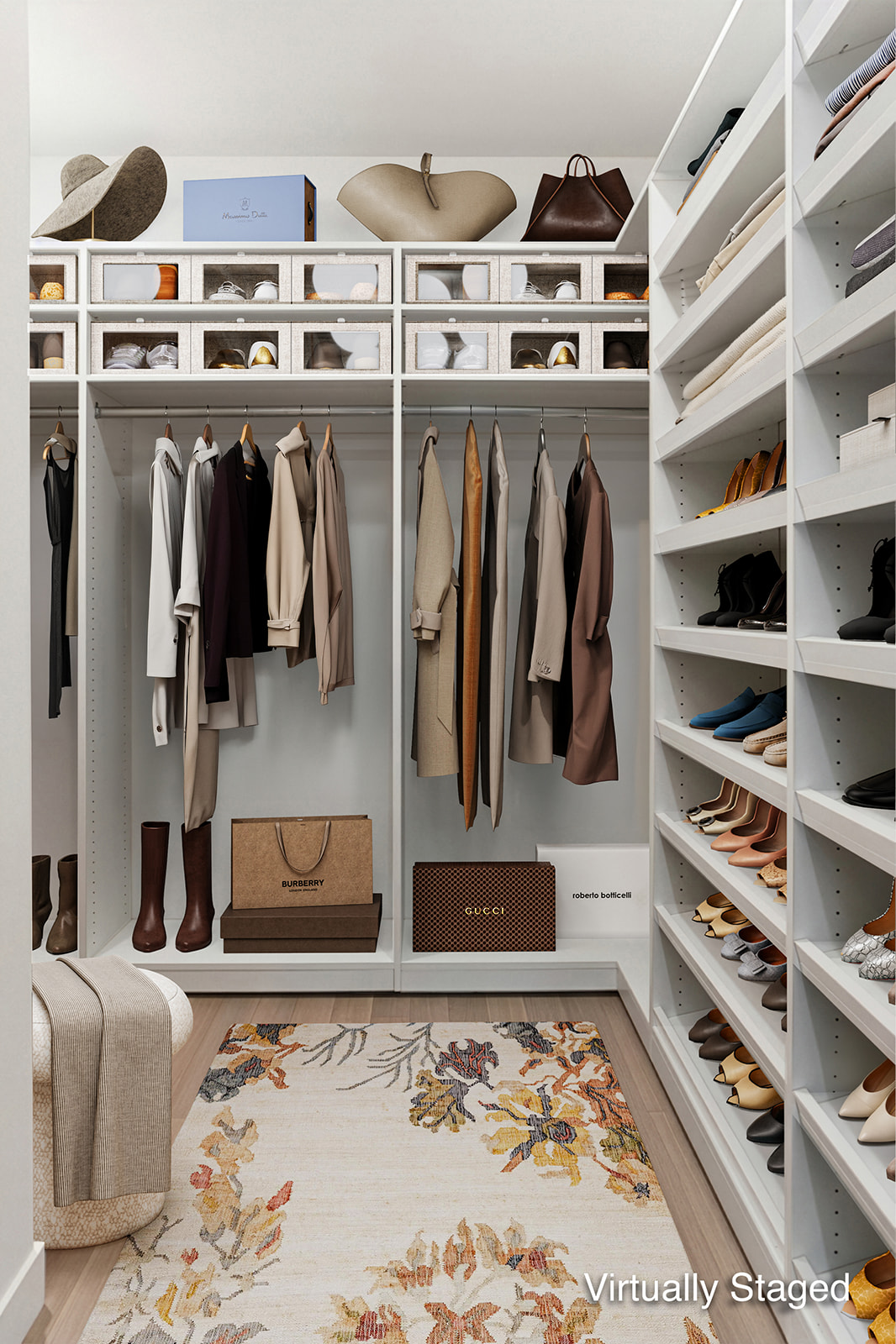 100 Barclay Street, Unit 17J Manhattan, NY 10007 - Photo 5 of 18 a view of walk in closet with clothes and shoes