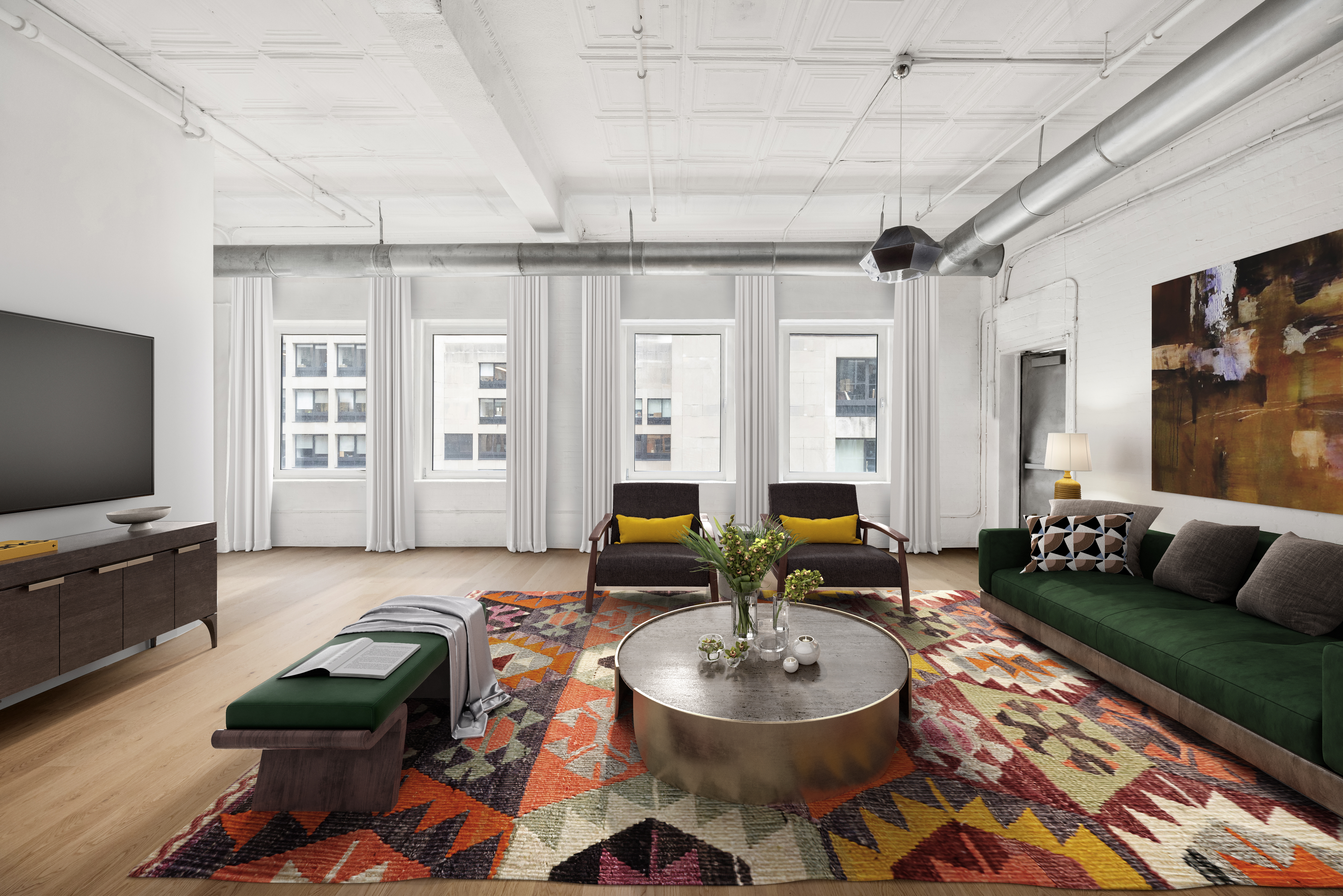 253 West 28th Street, Unit 5 Manhattan, NY 10001 - Photo 8 of 19 a living room with furniture and a flat screen tv