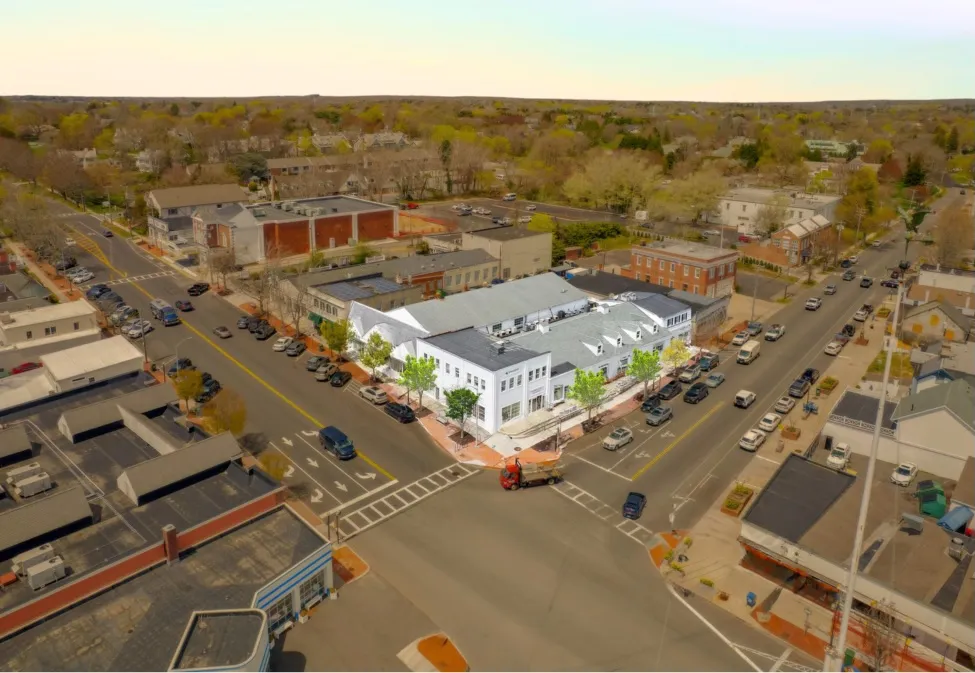 an aerial view of multiple house
