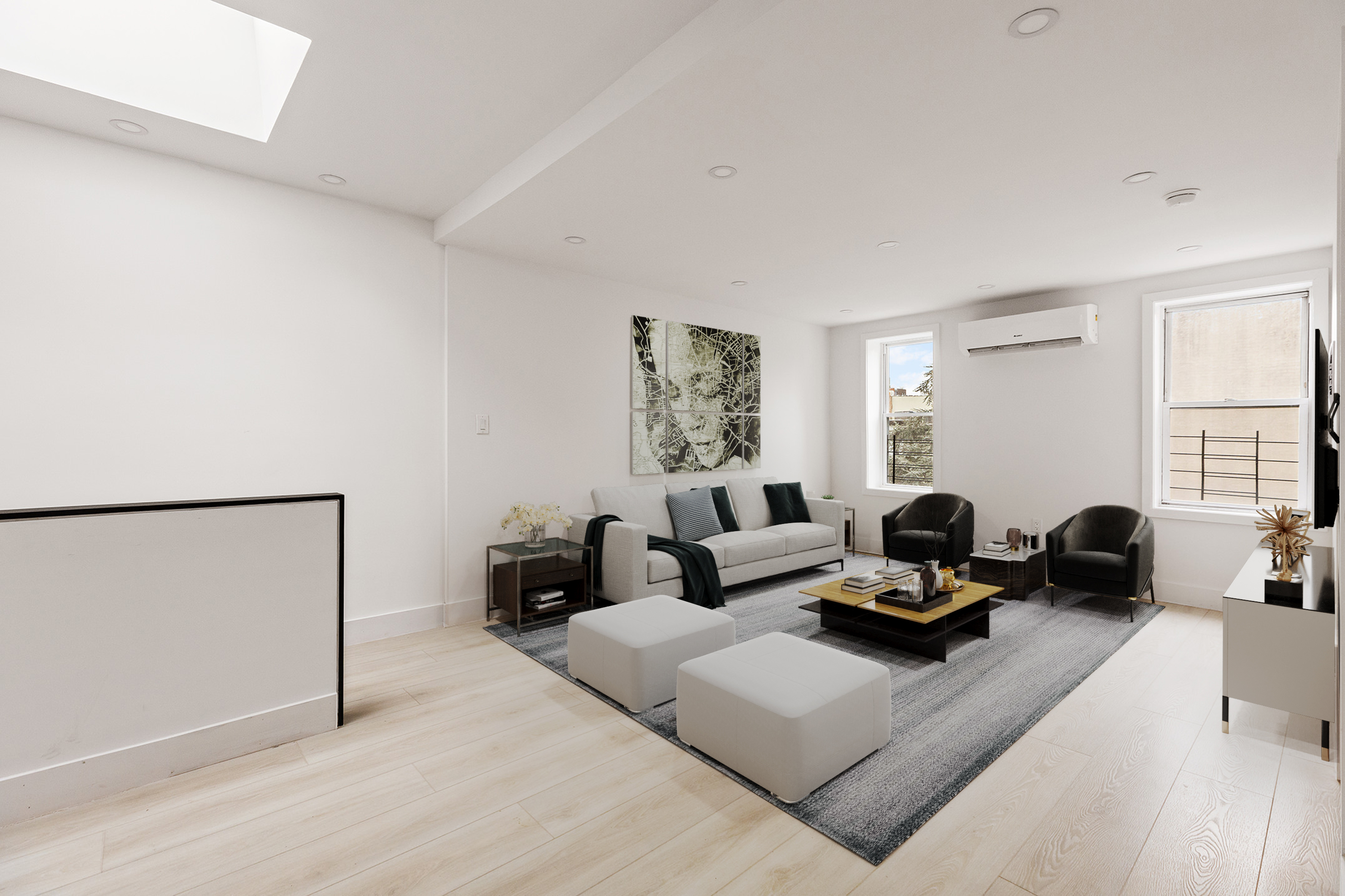 a living room with furniture and a couch