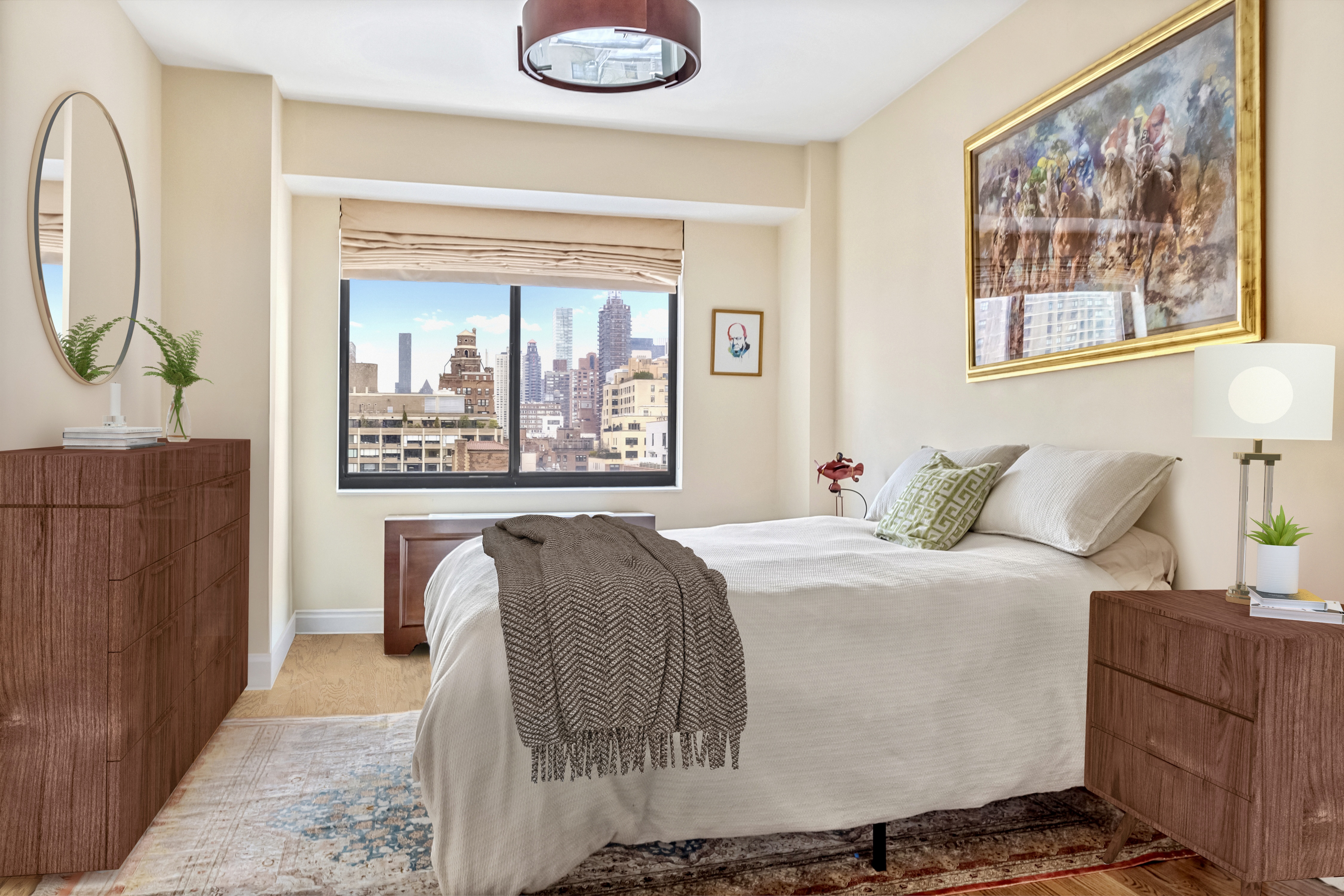 350 East 72nd Street, Unit 12A Manhattan, NY 10021 - Photo 6 of 9 a bedroom with a bed and a painting on the wall
