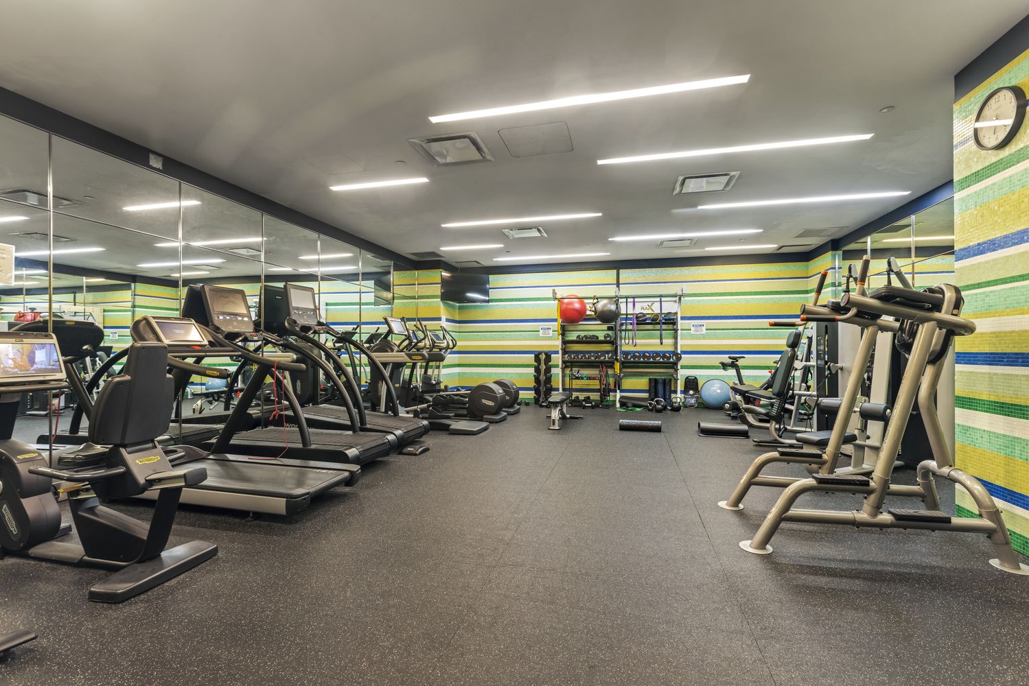 a view of a room with gym equipment