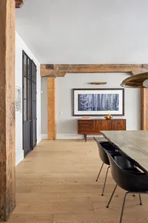 a workspace with furniture and window