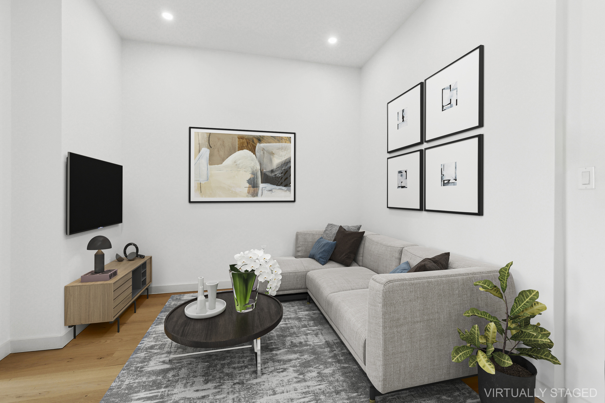 138 Schaefer Street, Unit 3A Brooklyn, NY 11207 - Photo 9 of 10 a living room with furniture and a flat screen tv