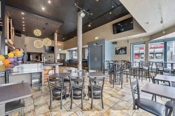 a kitchen with lots of counter top space