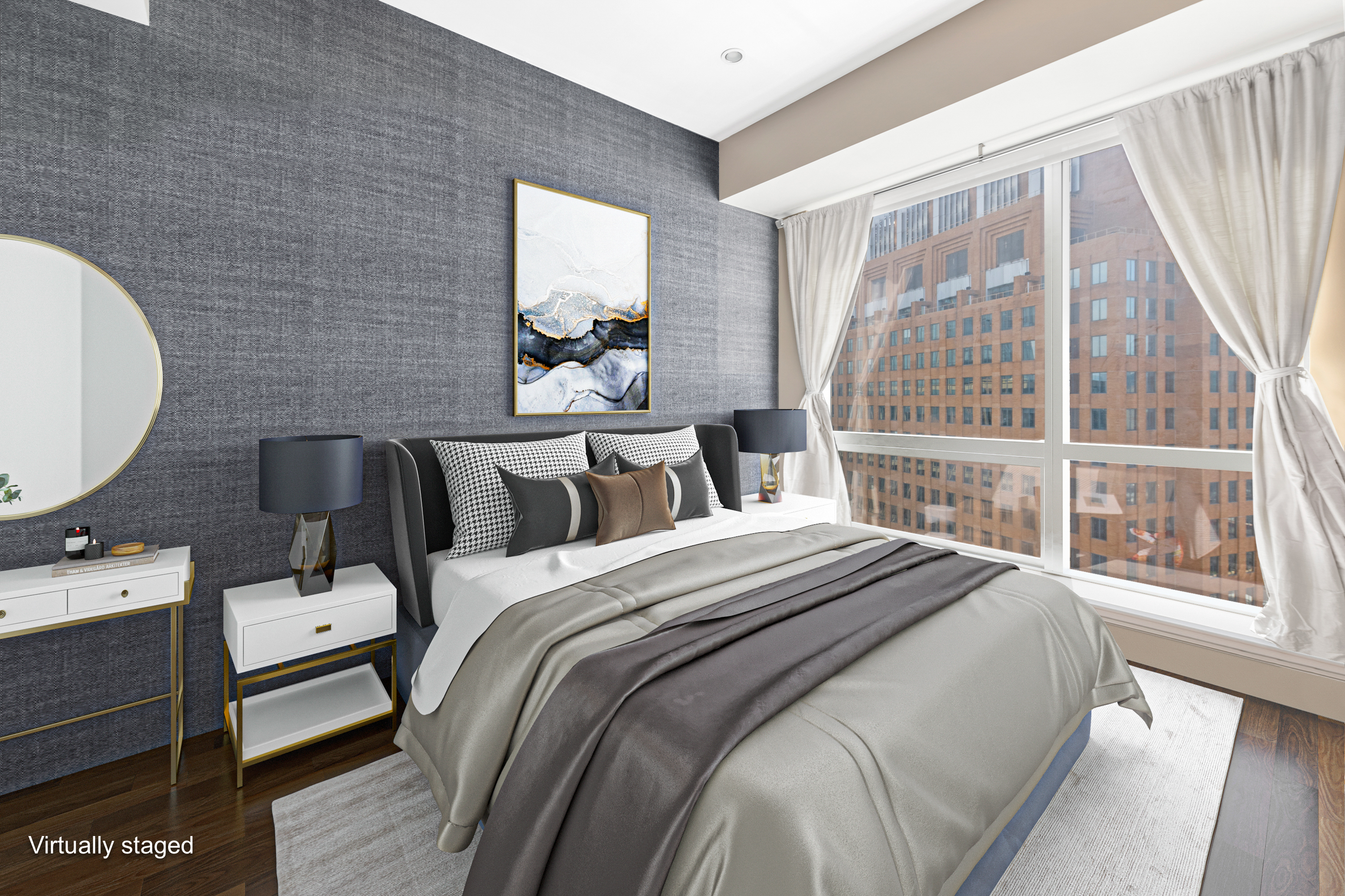 150 Myrtle Avenue, Unit 2903 Brooklyn, NY 11201 - Photo 4 of 14 a bedroom with bed and a large window