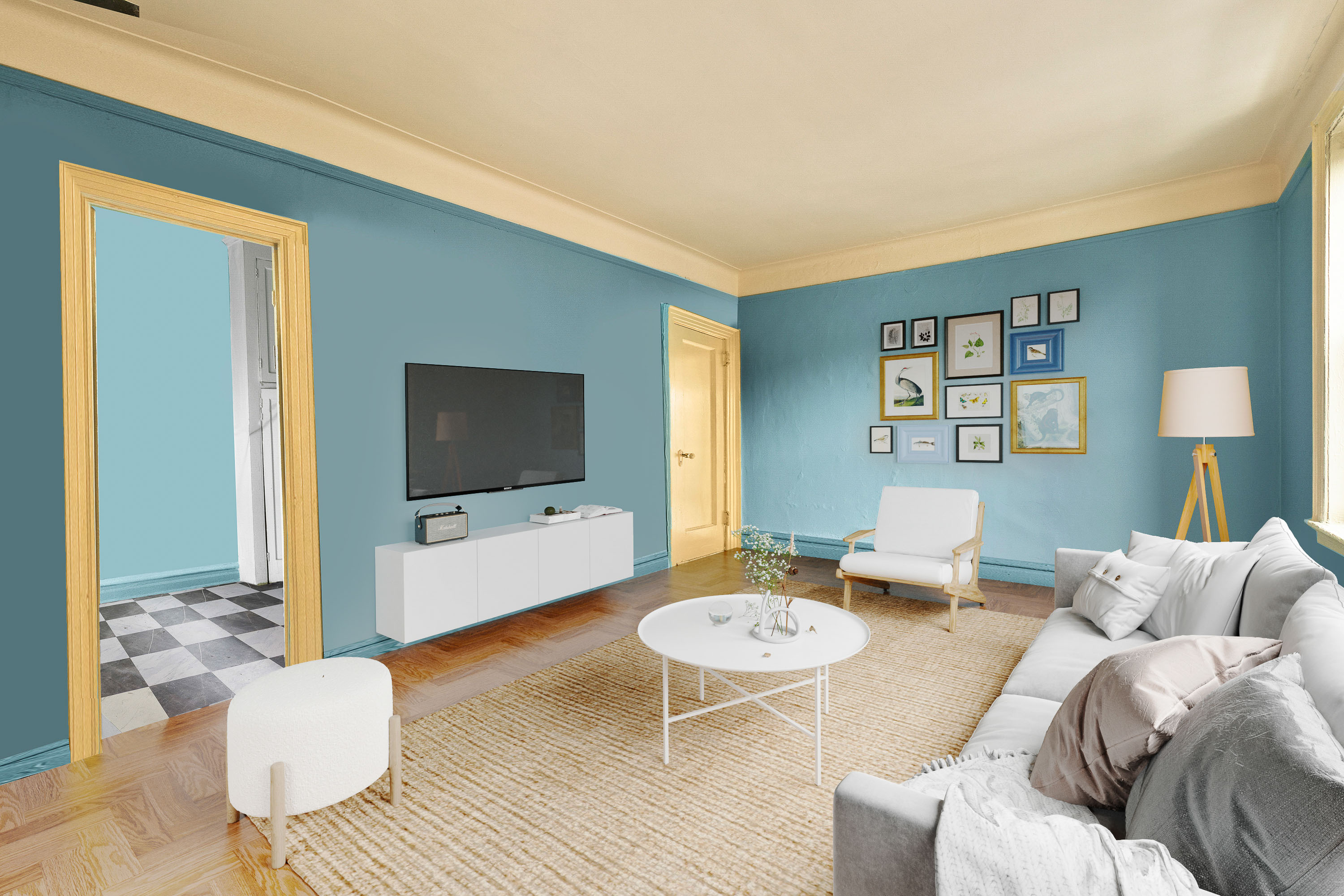 345 Montgomery Street, Unit 3C Brooklyn, NY 11225 - Photo 5 of 17 a living room with furniture and a flat screen tv