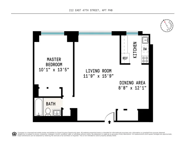 $4,500 | 212 East 47th Street, Unit PHB | Midtown East