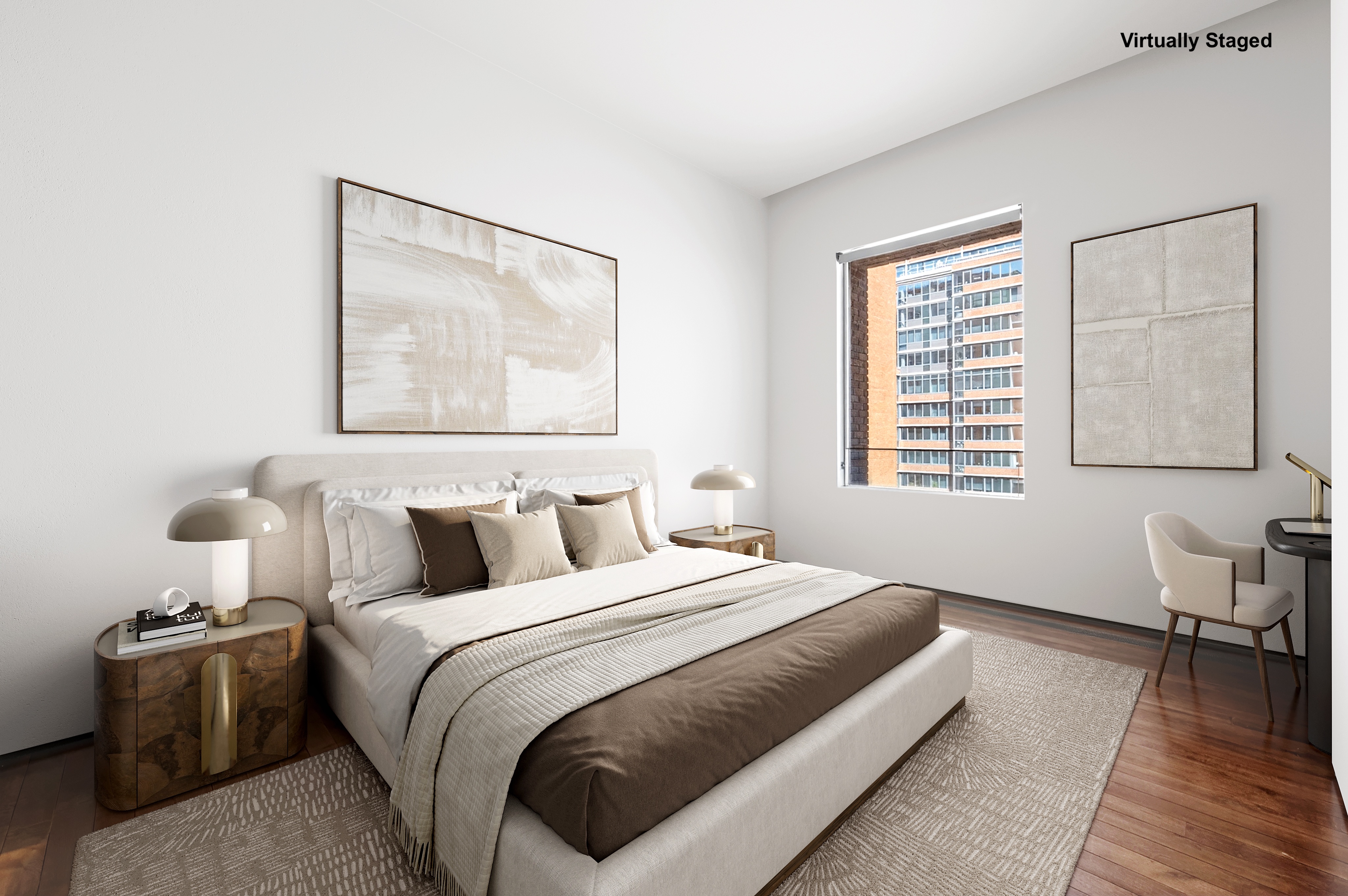 527 West 27th Street, Unit 6S Manhattan, NY 10001 - Photo 13 of 19 a bedroom with a bed and wooden floor