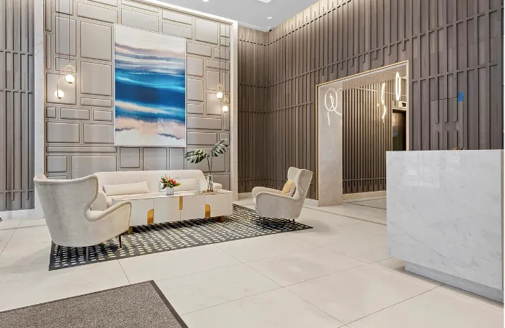 a living room with a couch and a table