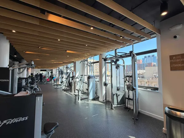 a view of a room with gym equipment