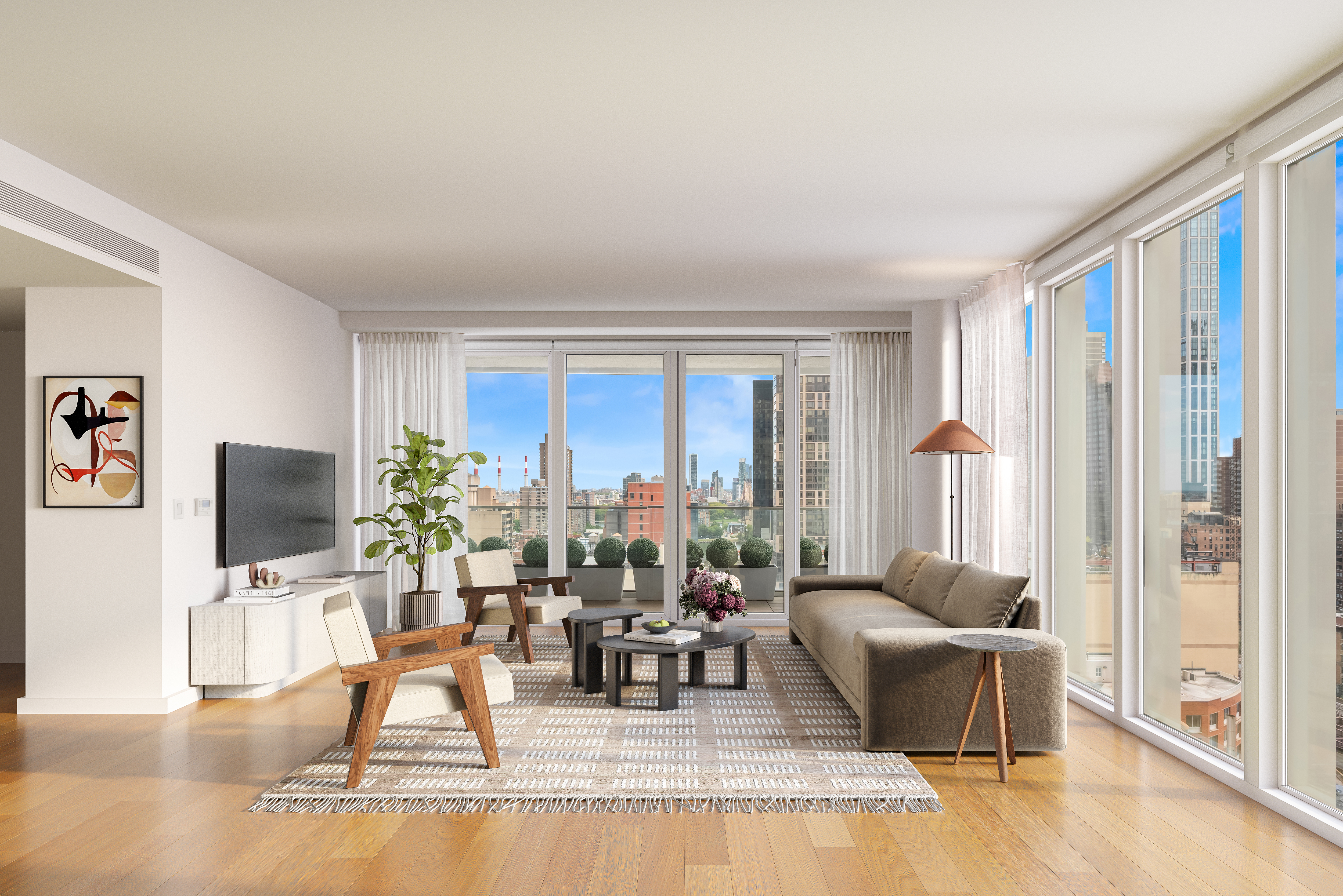 a living room with furniture and a flat screen tv