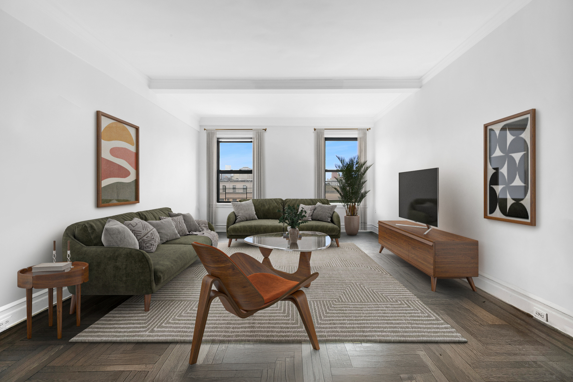 215 West 92nd Street, Unit 15A Manhattan, NY 10025 - Photo 3 of 14 a living room with furniture and a flat screen tv