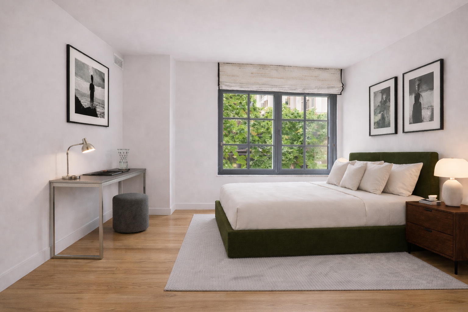 500 West 21st Street, Unit 2G Manhattan, NY 10011 - Photo 10 of 21 a bedroom with a bed wooden floor and window