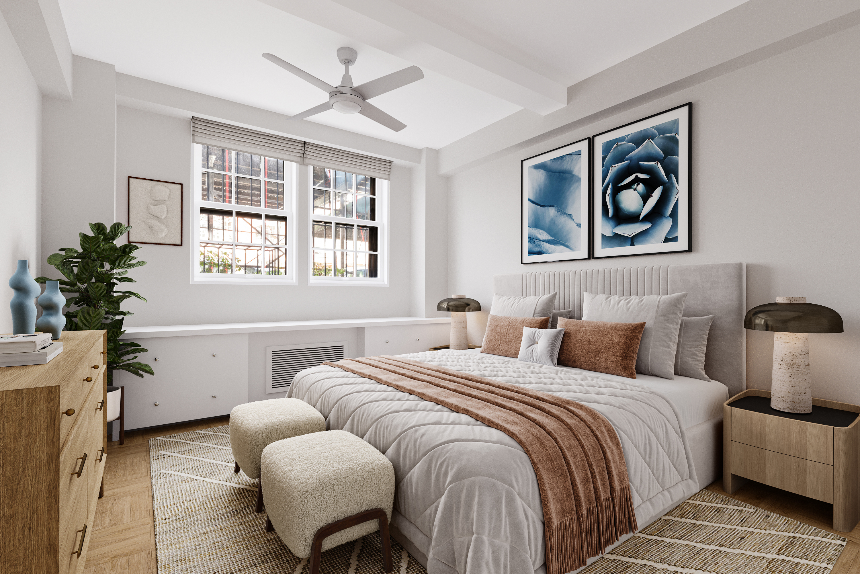 24 Monroe Place, Unit MD Brooklyn, NY 11201 - Photo 6 of 9 a bedroom with a bed and wooden floor