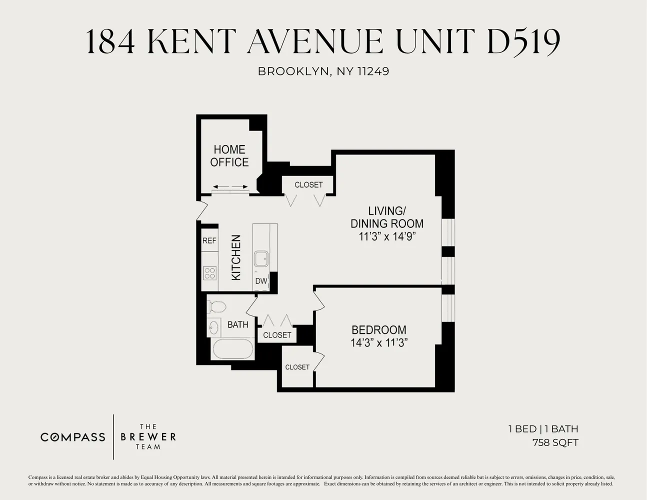$1,295,000 | 184 Kent Avenue, Unit D519 | Williamsburg