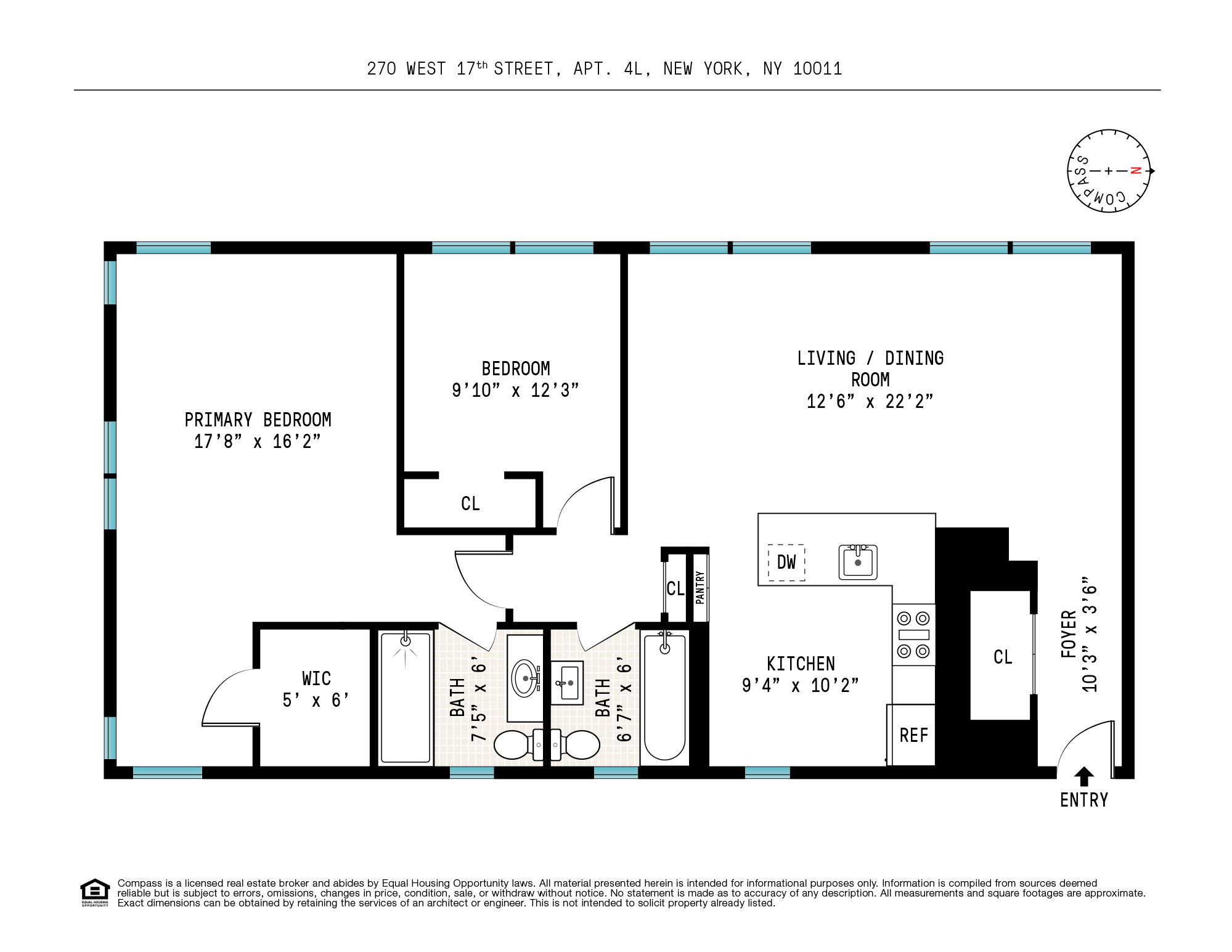 270 West 17th Street, Unit 4L Manhattan, NY 10011 - Photo 11 of 11 a picture of a floor plan