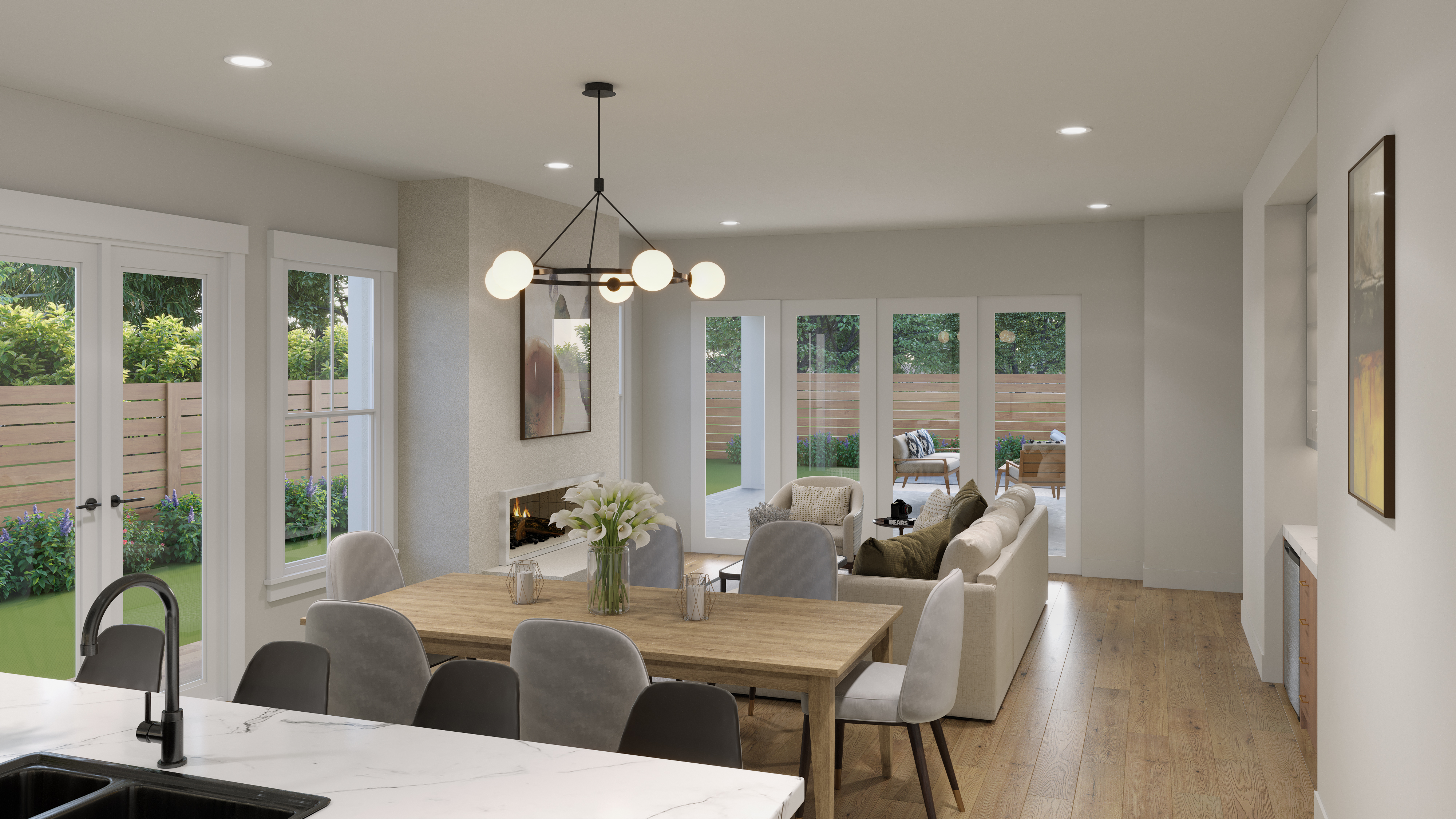 1817 Ashby Avenue Austin, TX 78704 - Photo 4 of 5 a dining room with furniture a chandelier and wooden floor