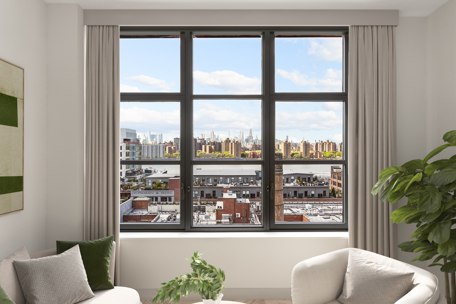 115 York Street, Unit 11C Brooklyn, NY 11201 - Photo 3 of 25 a living room with furniture and a potted plant