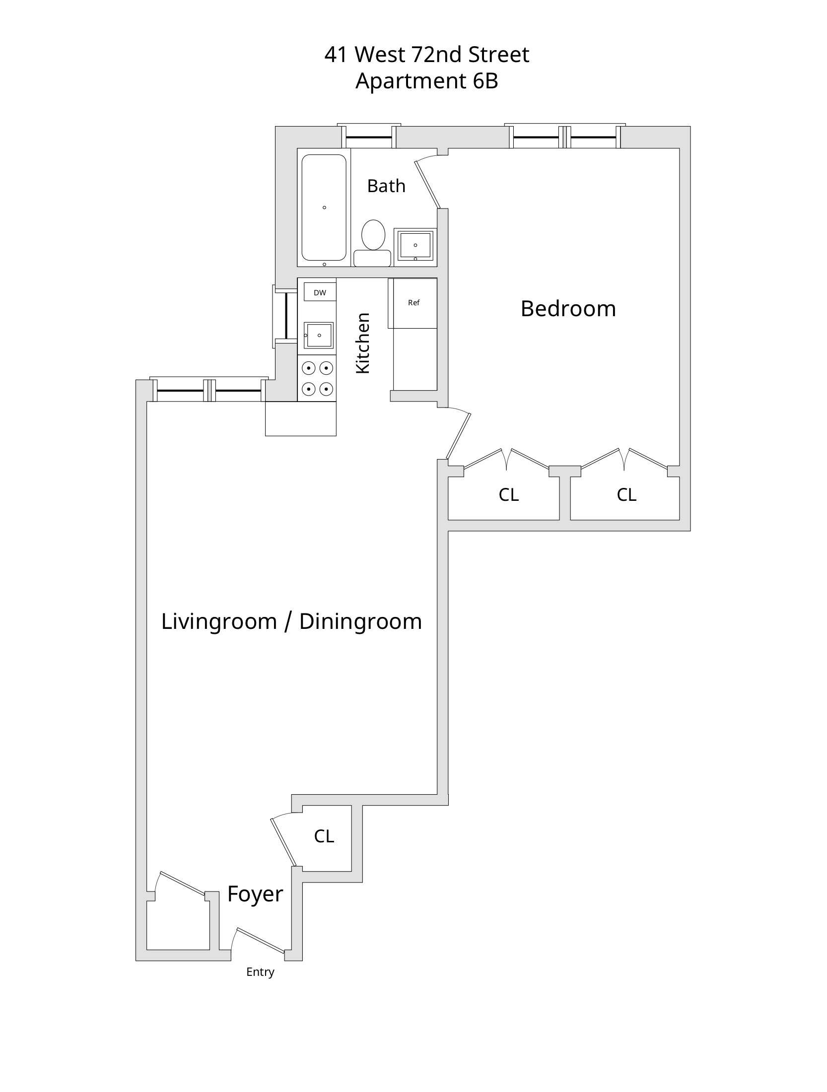41 West 72nd Street, Unit 6B Manhattan, NY 10023 - Photo 7 of 7 a picture of a floor plan