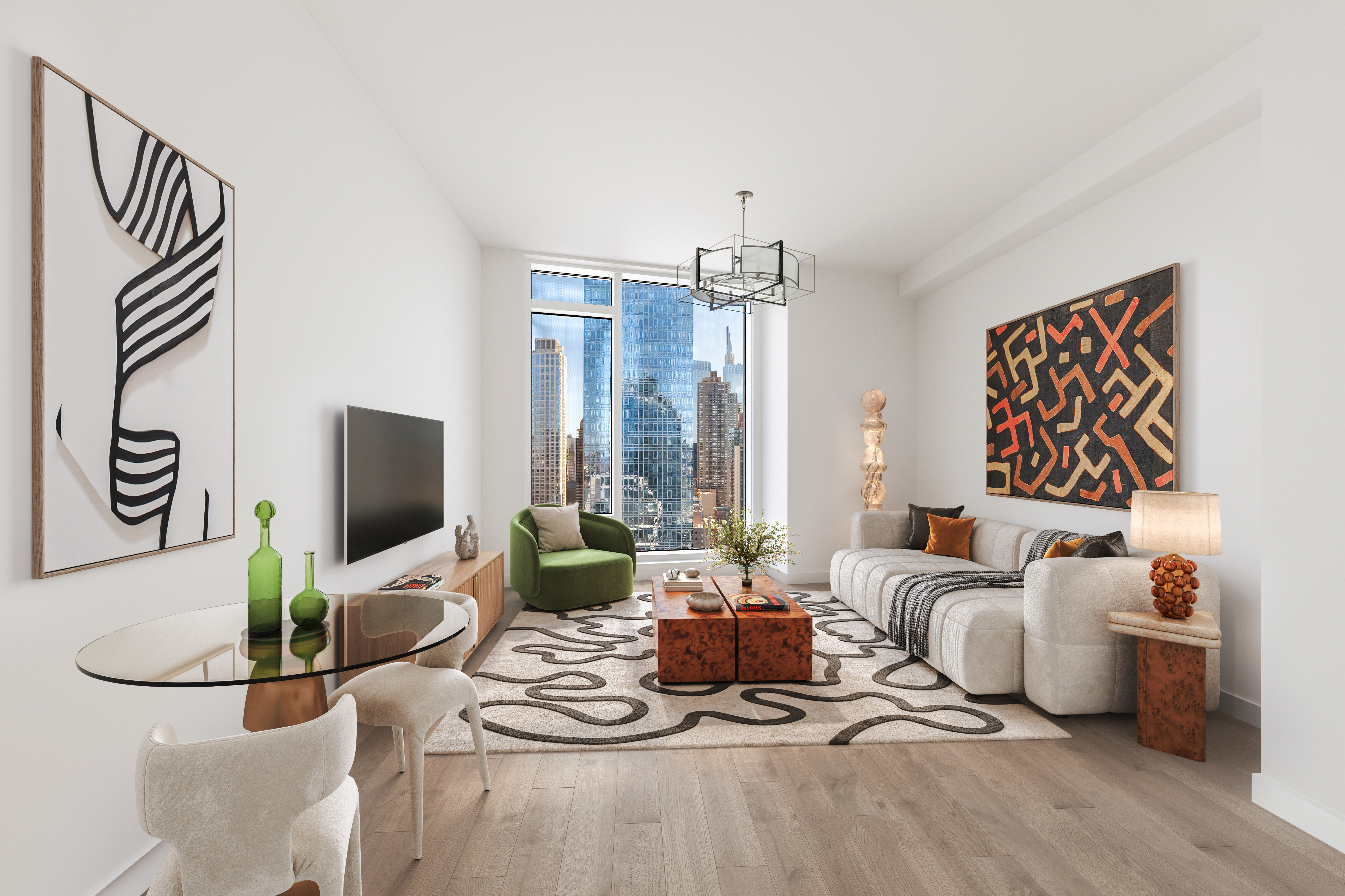 a living room with furniture and a flat screen tv