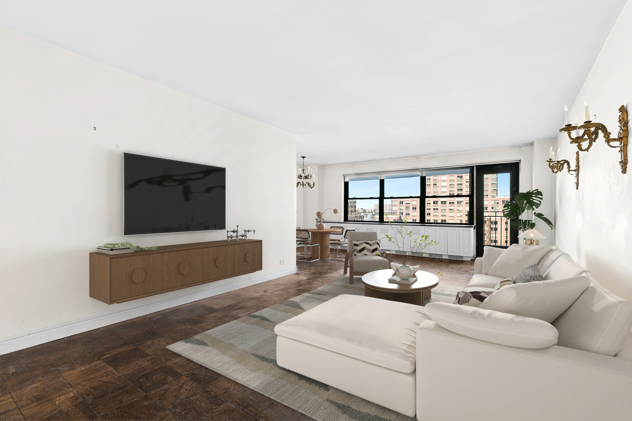 a living room with furniture and a flat screen tv