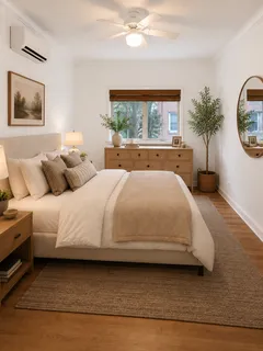 a bedroom with a large bed and a large window