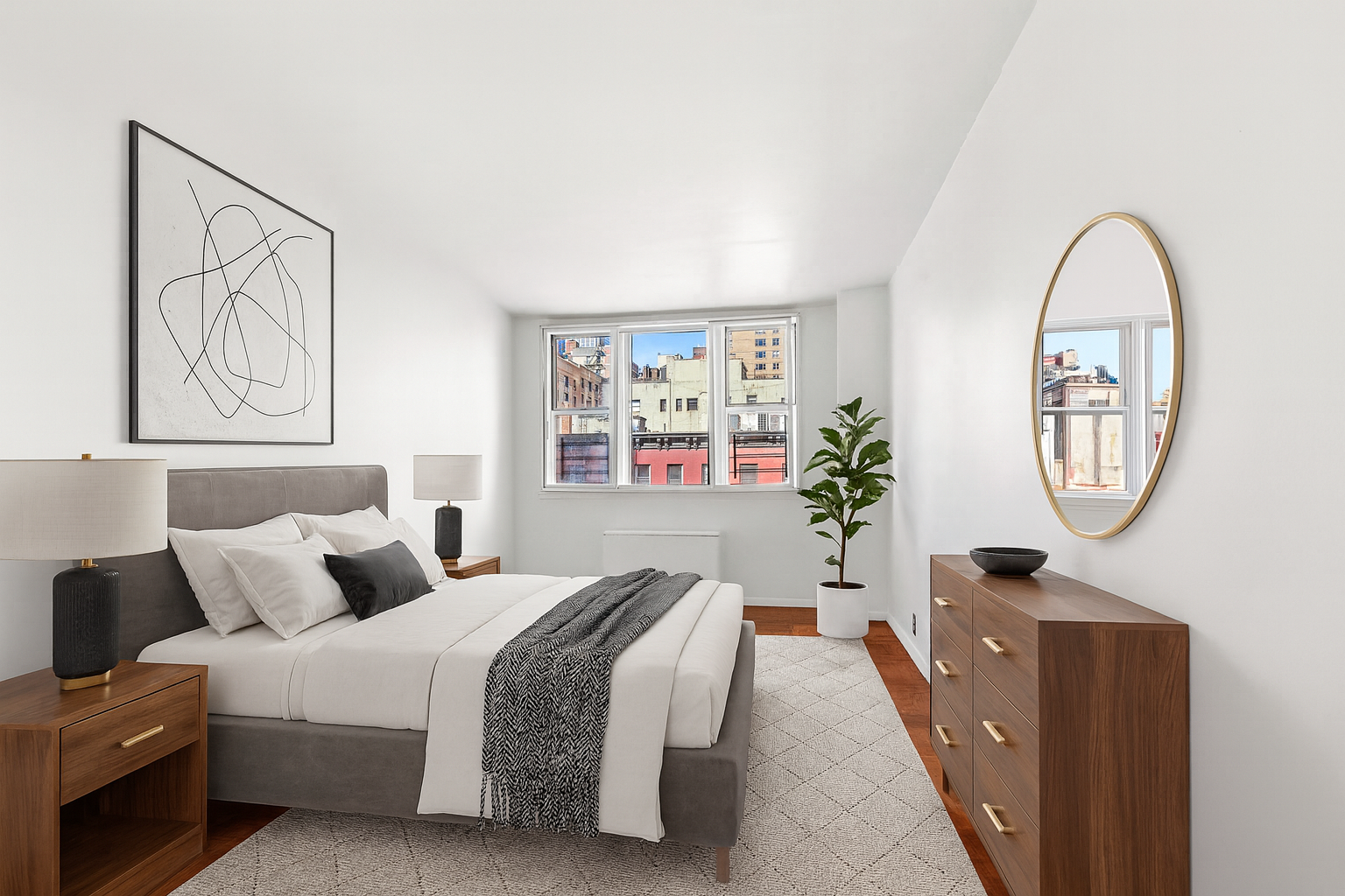 201 East 36th Street, Unit 5D Manhattan, NY 10016 - Photo 4 of 9 a bedroom with bed and a large window