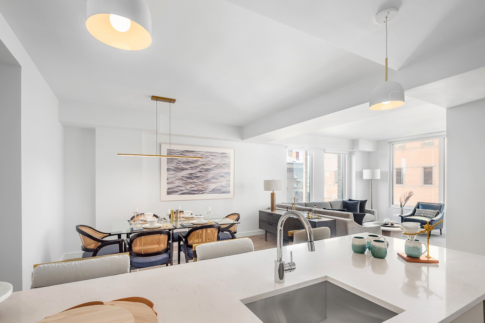146 Pierrepont Street, Unit 2C Brooklyn, NY 11201 - Photo 4 of 30 a living room with furniture kitchen view and a large window