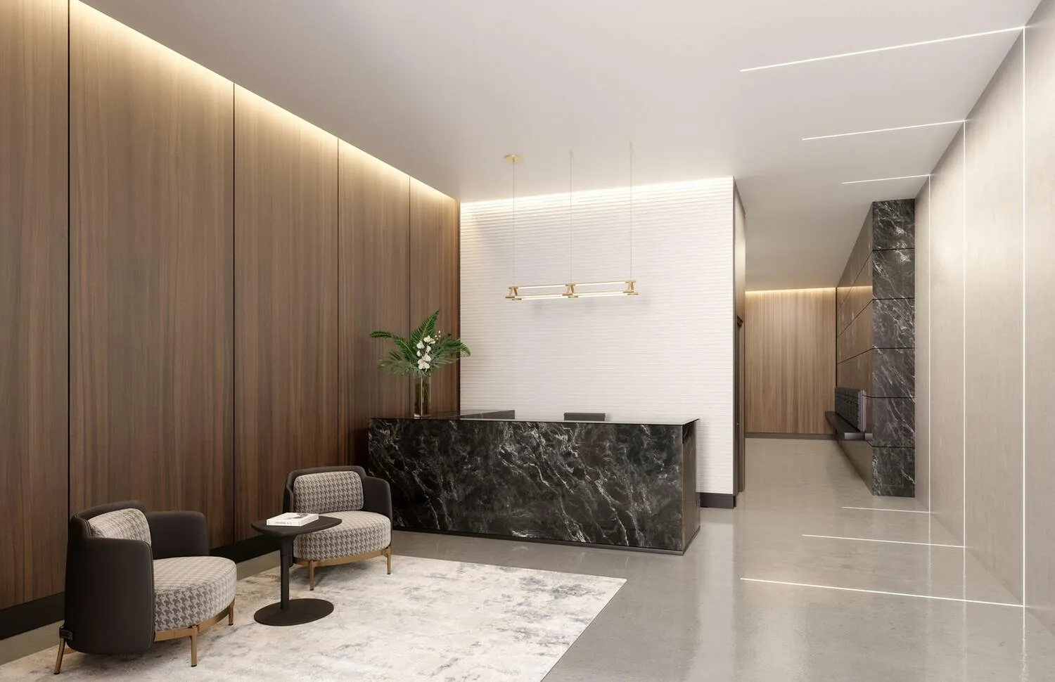 a living room with furniture