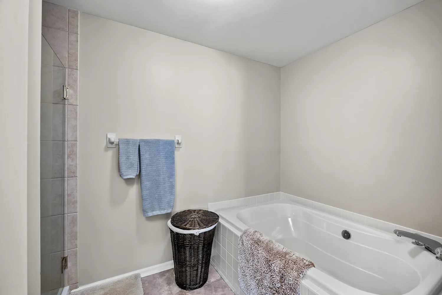 a bathroom with a bathtub