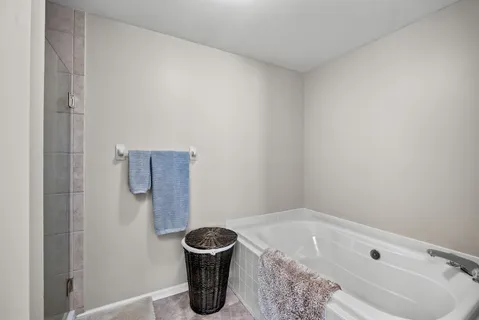 a bathroom with a bathtub