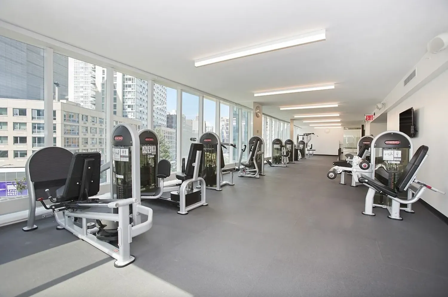 a view of a room with gym equipment