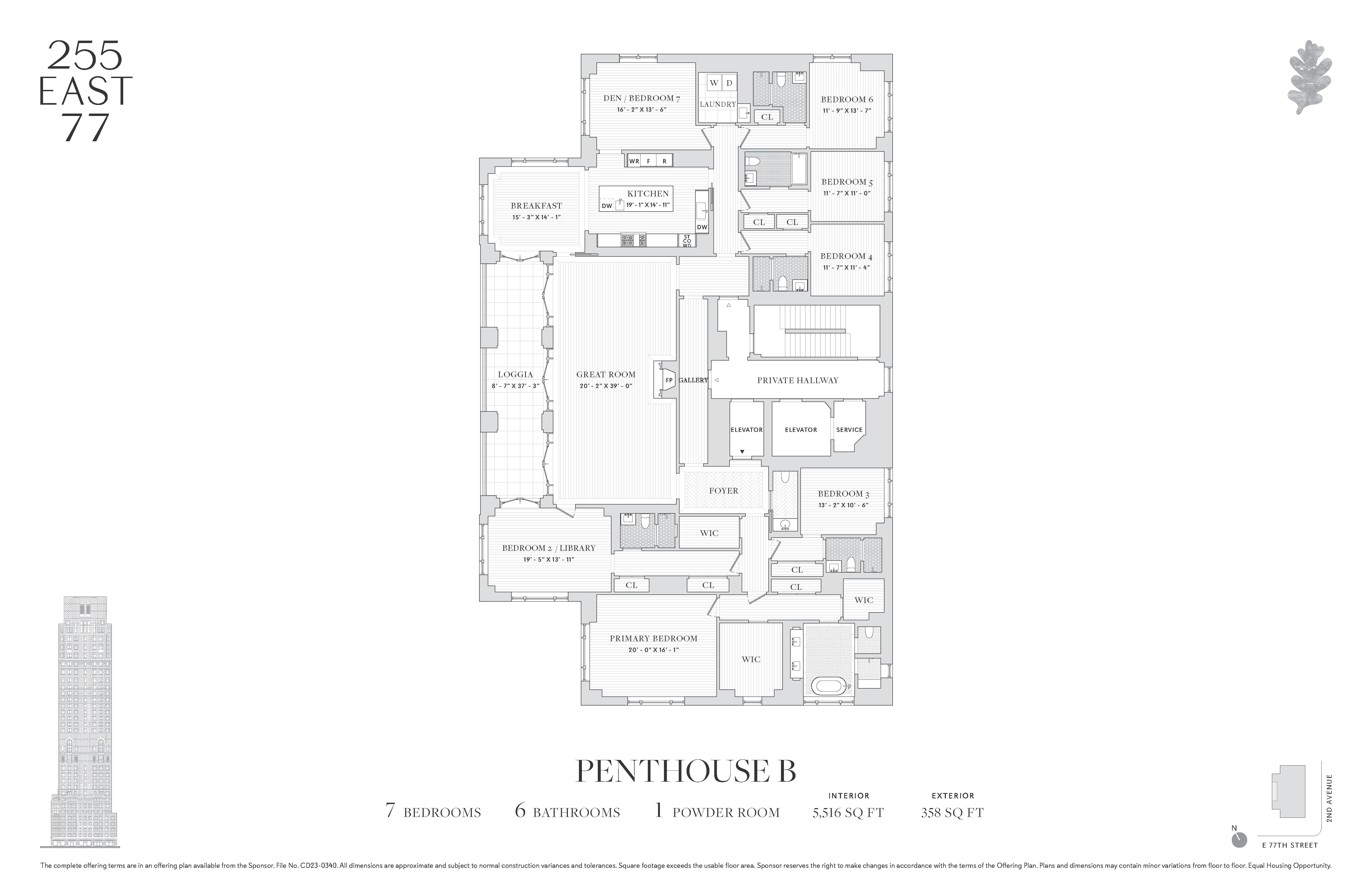 255 East 77th Street, Unit PHB Manhattan, NY 10075 - Photo 27 of 27 a picture of a floor plan