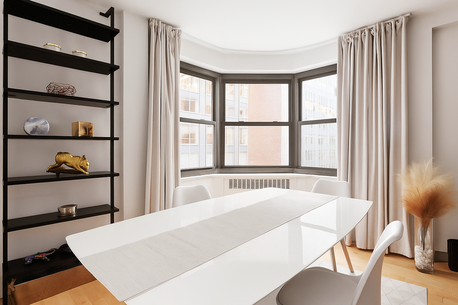 135 East 54th Street, Unit 6M Manhattan, NY 10022 - Photo 4 of 10 a bedroom with a bed and a window with chair