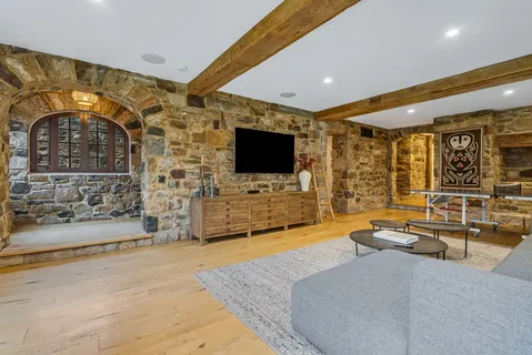 a backyard of a house with lots of green space