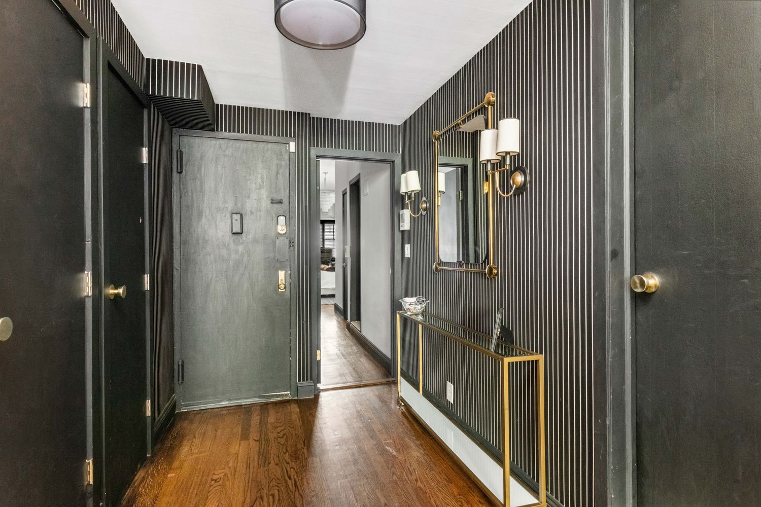 a view of hallway with stairs