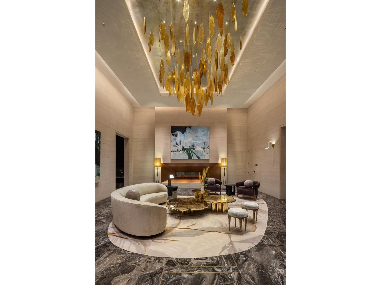 50 West 66th Street, Unit 17A Manhattan, NY 10023 - Photo 21 of 49 a living room with furniture and a chandelier