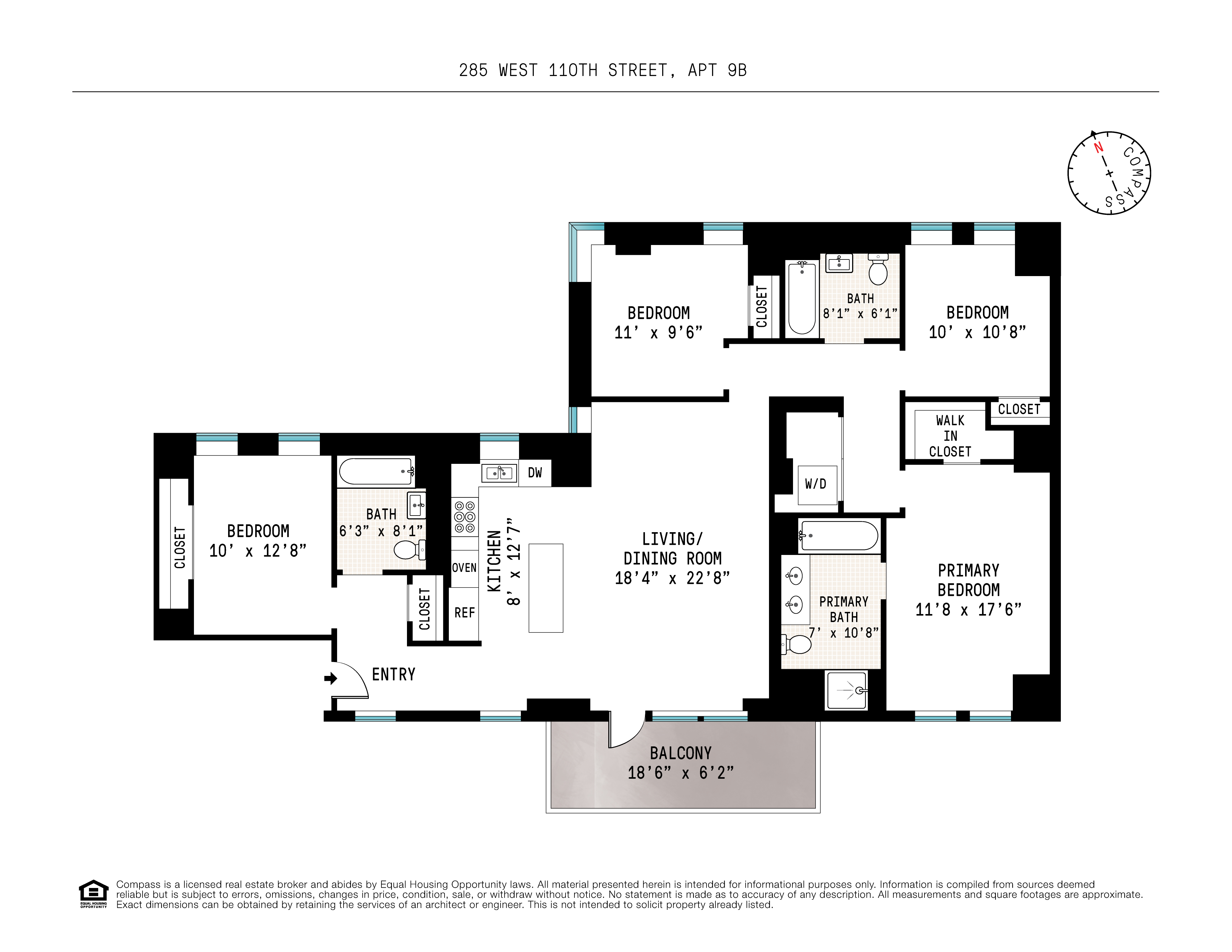 285 West 110th Street, Unit 9B Manhattan, NY 10026 - Photo 20 of 20 a picture of a floor plan