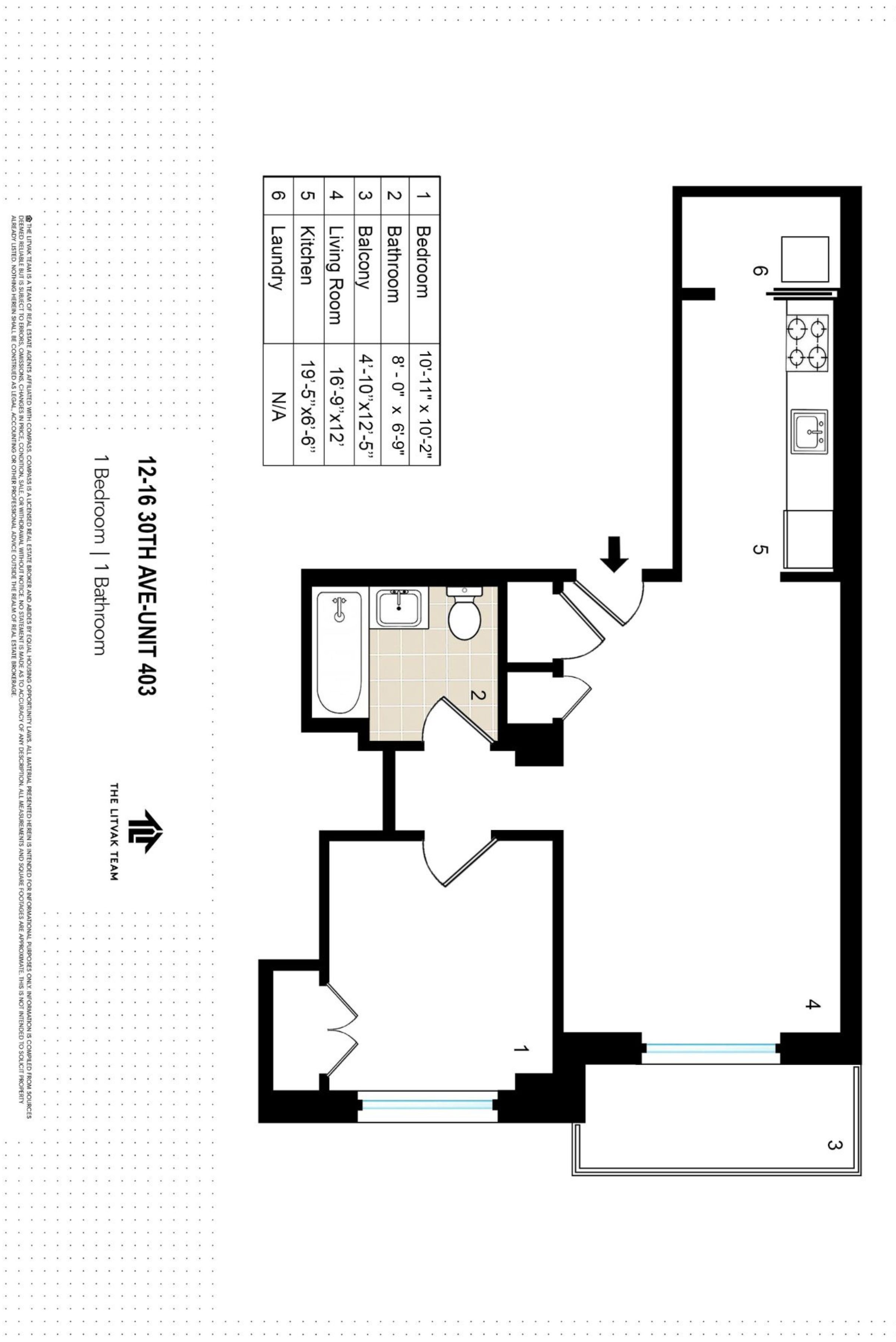12-16 30th Avenue, Unit 403 Queens, NY 11102 - Photo 19 of 19 a picture of a floor plan