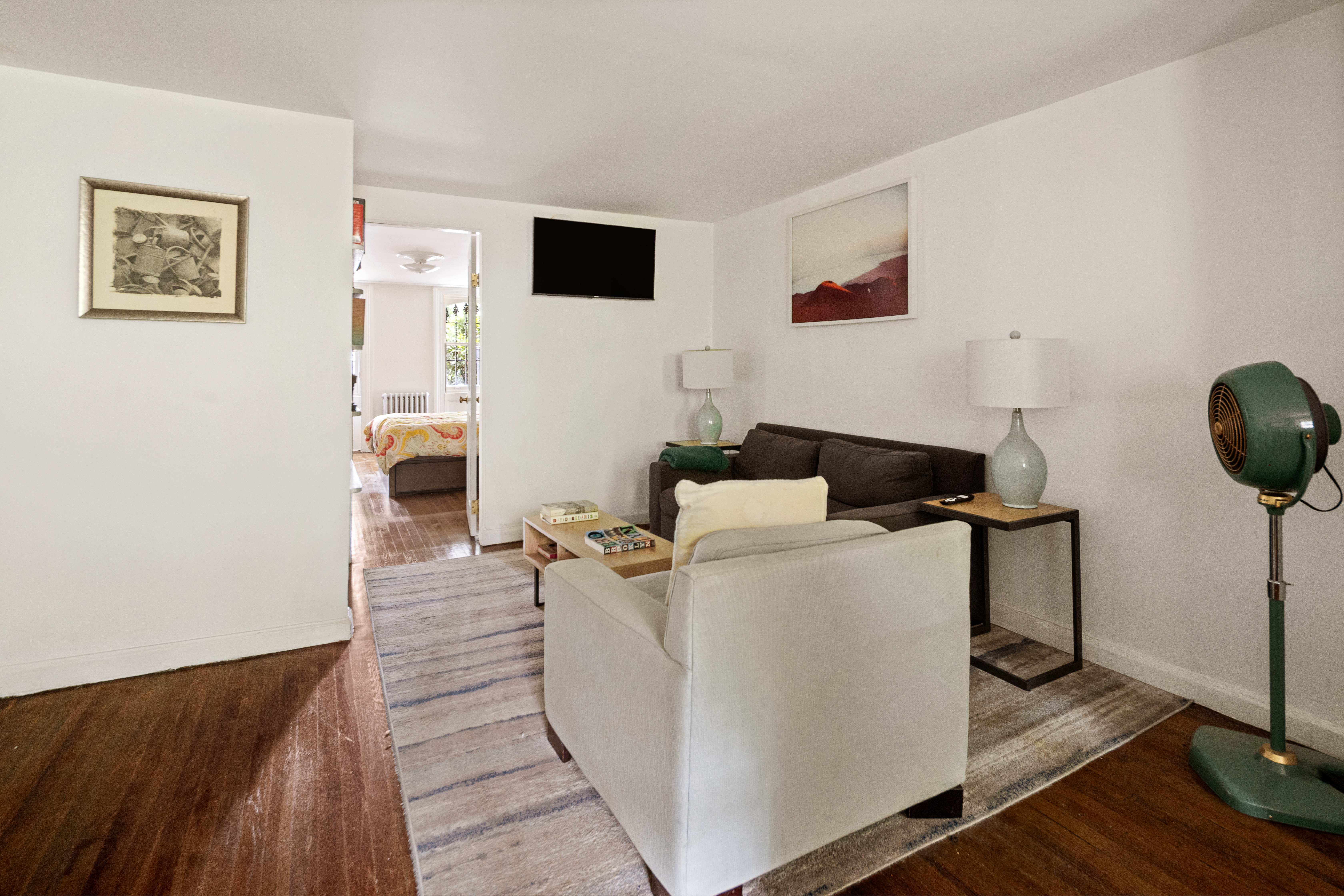 152 Dekalb Avenue Brooklyn, NY 11217 - Photo 24 of 27 a living room with furniture and a flat screen tv