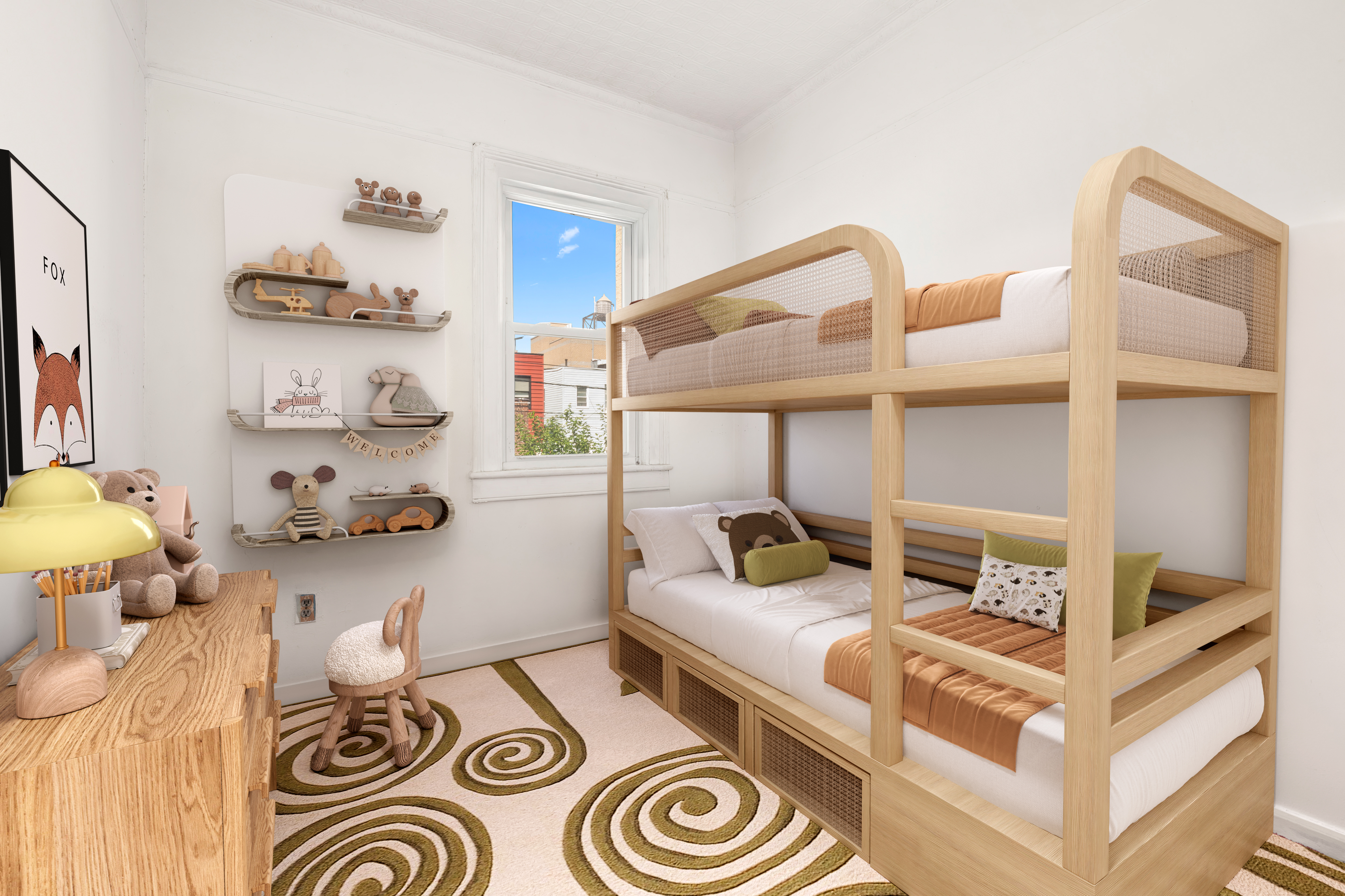 37-34 28th Street Queens, NY 11101 - Photo 15 of 17 a bedroom with a bed and lamp