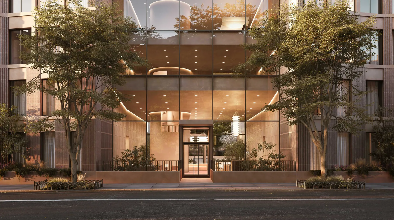 a building that has a tree on the side of it