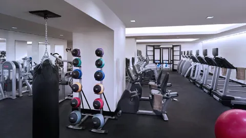 a view of a room with gym equipment