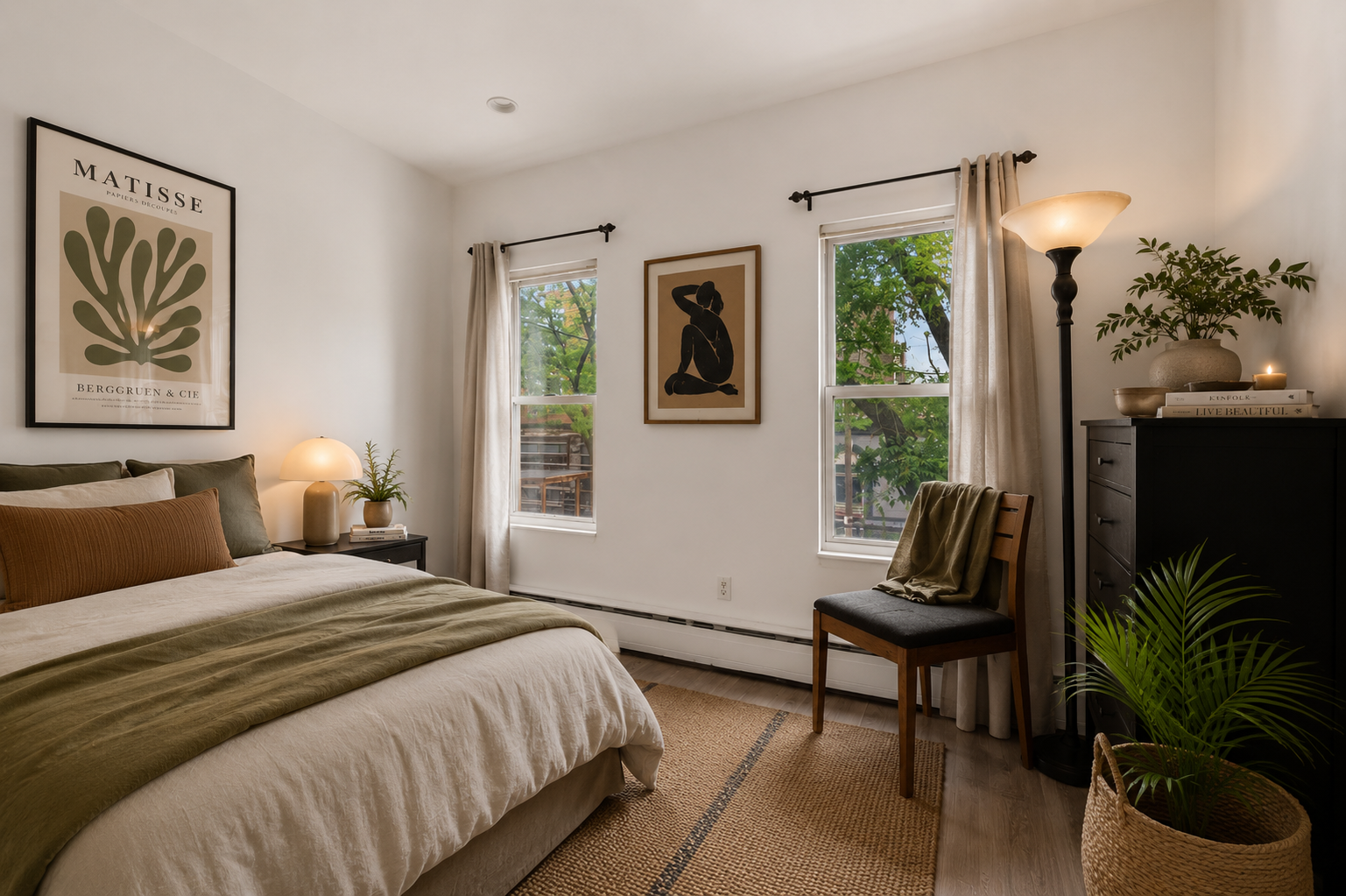 41 Frost Street, Unit 2 Brooklyn, NY 11211 - Photo 4 of 7 a bedroom with furniture and a potted plant