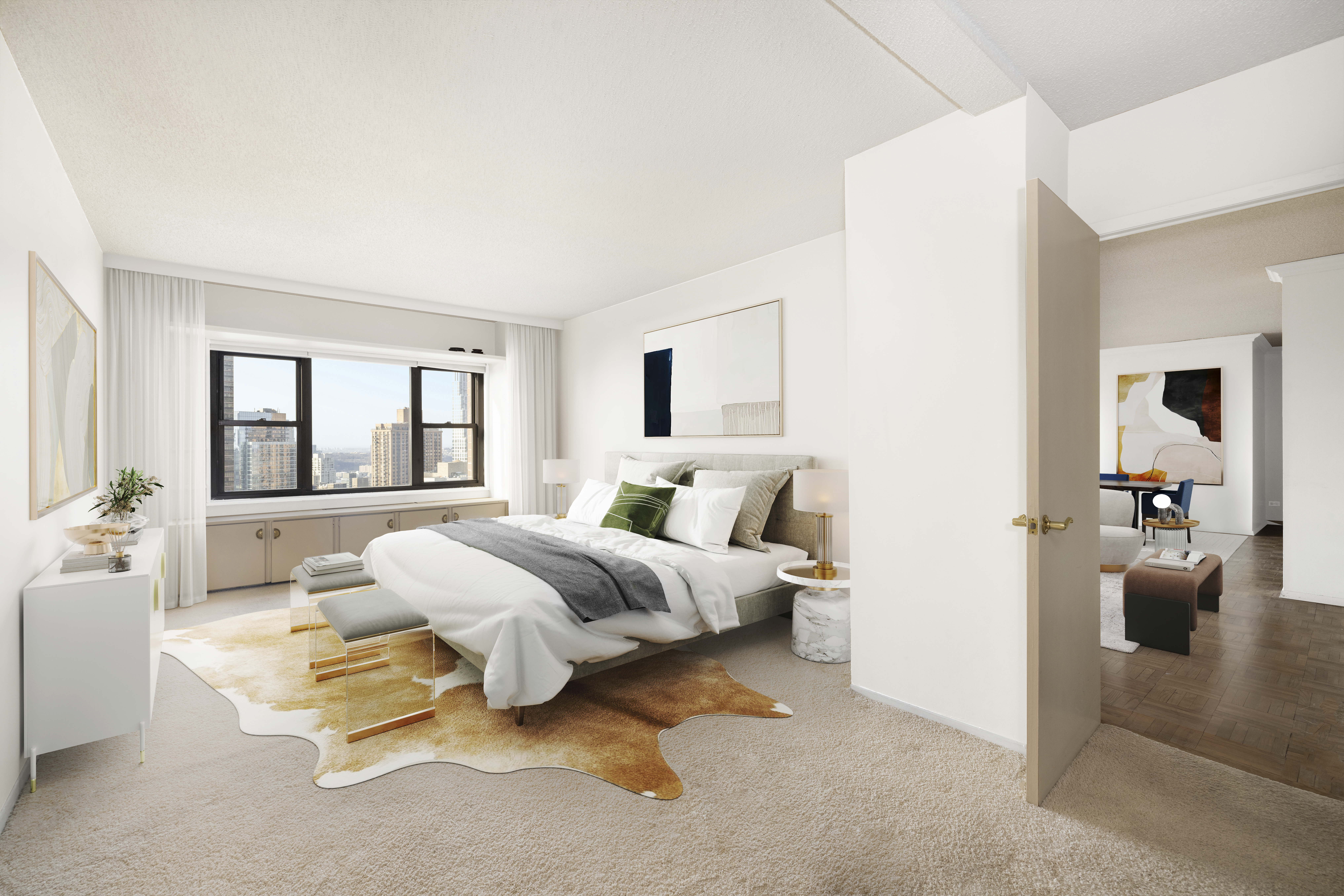 20 West 64th Street, Unit 41H Manhattan, NY 10023 - Photo 11 of 39 a spacious bedroom with a bed and a couch